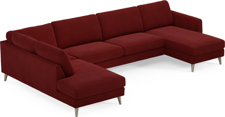 Bridge - 3-sits soffa med divan vänster och schäslong höger - Röd