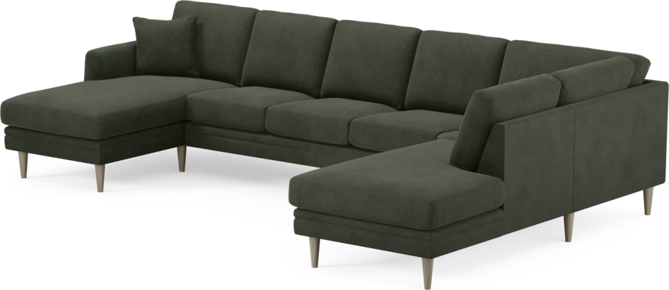 Eden - 3-sits soffa med schäslong vänster och divan höger - Grön
