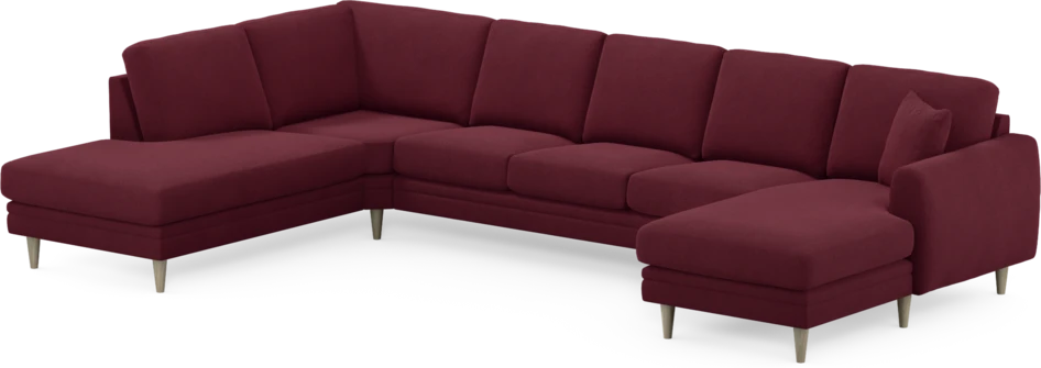 Eden - 3-sits soffa med divan vänster och schäslong höger - Röd
