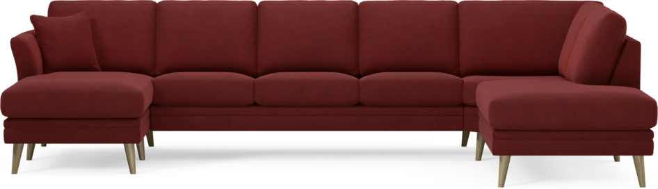 Eden - 3-sits soffa med schäslong vänster och divan höger - Röd