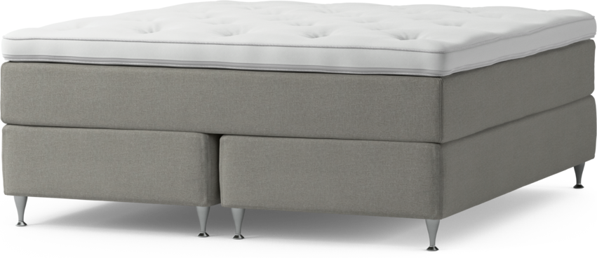 Delux Exclusive - Kontinentalsäng, dubbelsäng med bäddmadrass och sängben - Grå