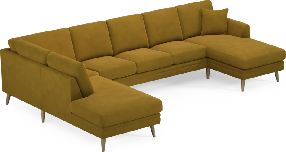 Eden - 3-sits soffa med divan vänster och schäslong höger - Gul