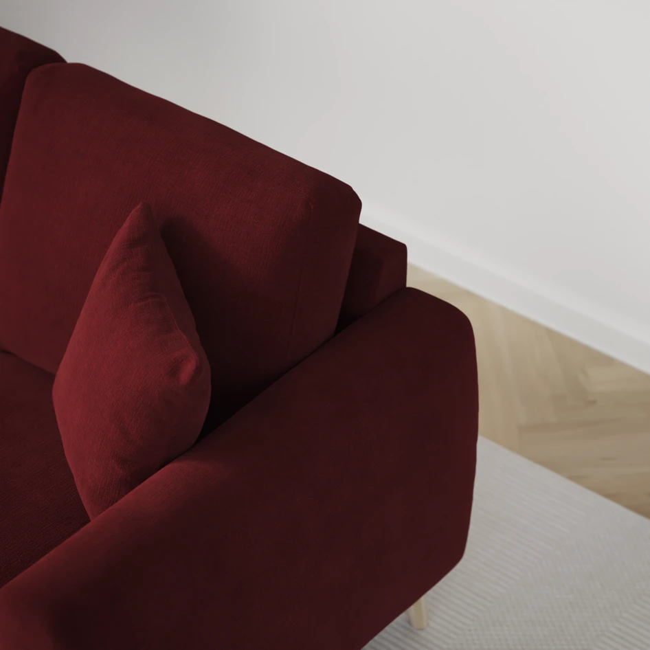 Eden - 3-sits soffa med schäslong vänster och divan höger - Röd