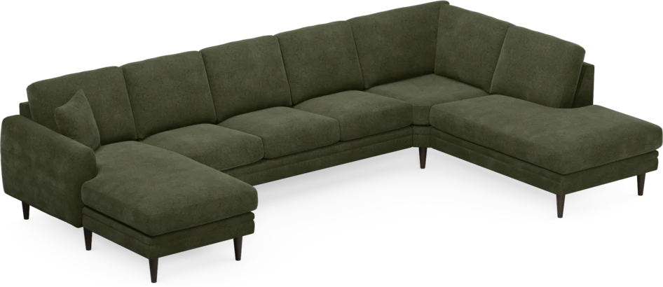 Eden - 3-sits soffa med schäslong vänster och divan höger - Grön