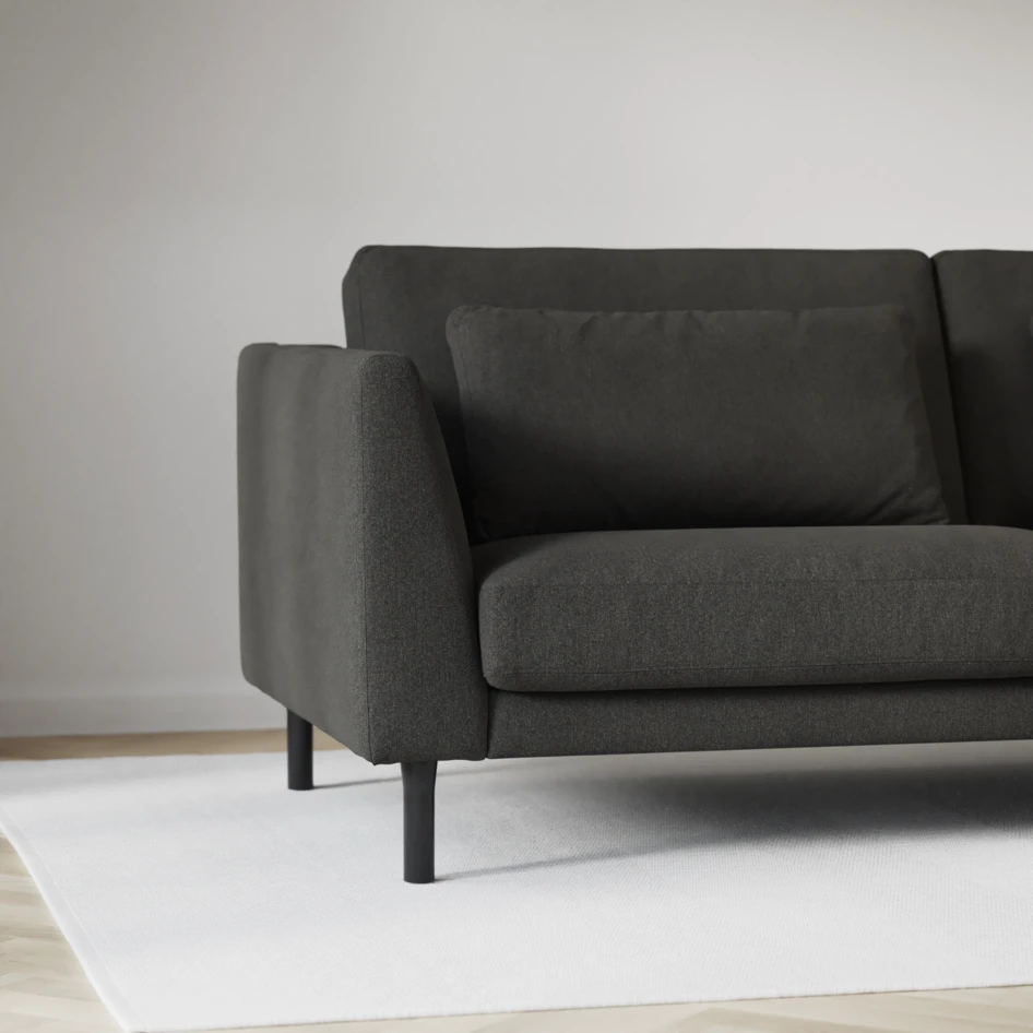 Willow - 3-sits soffa med divan höger, fast klädsel - Grå