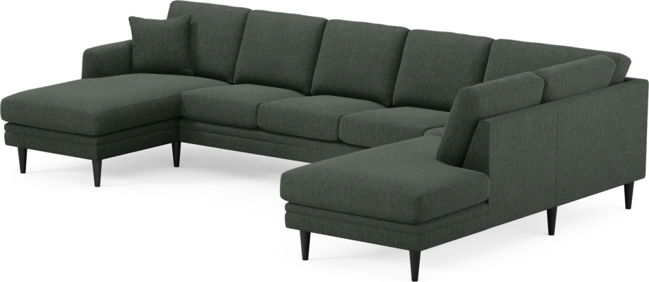 Eden - 3-sits soffa med schäslong vänster och divan höger - Grön