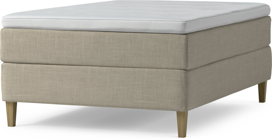 Delux Exclusive - Kontinentalsäng, enkelsäng 140 cm med bäddmadrass och sängben - Beige