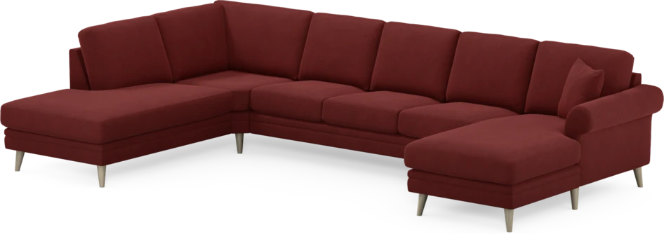 Eden - 3-sits soffa med divan vänster och schäslong höger - Röd