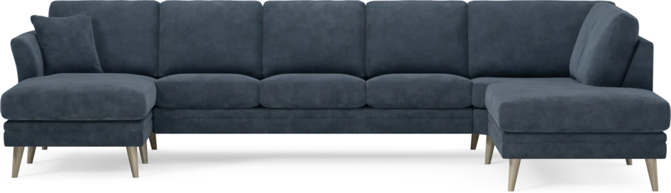 Eden - 3-sits soffa med schäslong vänster och divan höger - Blå