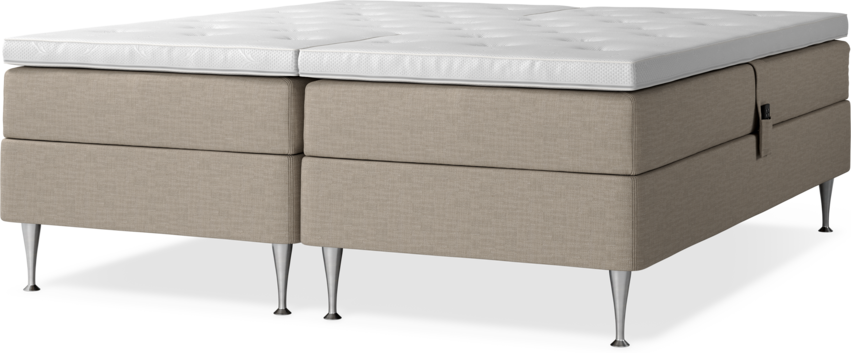 Delux Sense - Ställbar säng, dubbelsäng med bäddmadrass - Beige