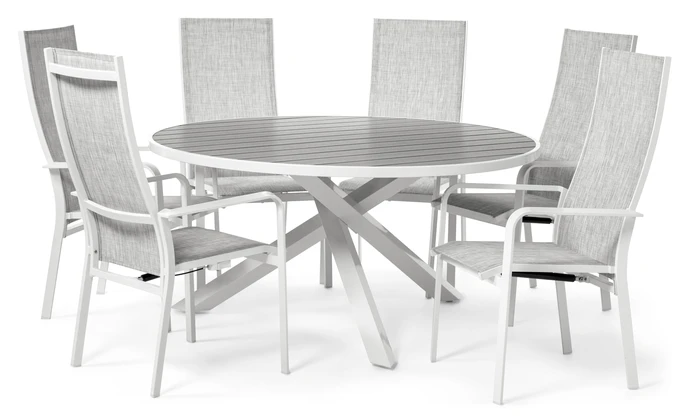 Modena, Utegrupp med bord och 6 reclinerstolar