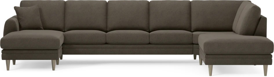 Eden - 3-sits soffa med schäslong vänster och divan höger - Brun
