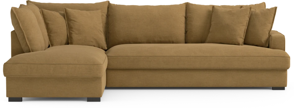 Mila - 3-sits soffa med divan vänster, hel dyna - Gul