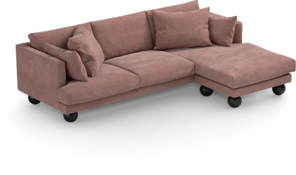 Harper - 4-sits med schäslong höger  - Rosa