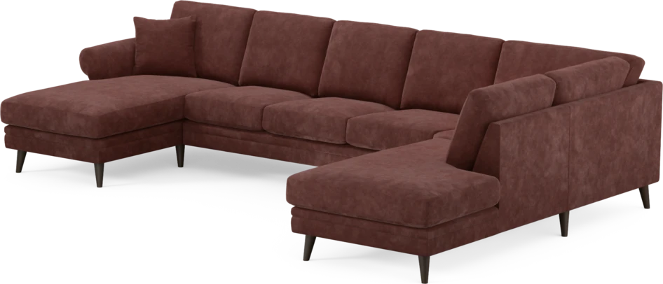 Eden - 3-sits soffa med schäslong vänster och divan höger - Röd