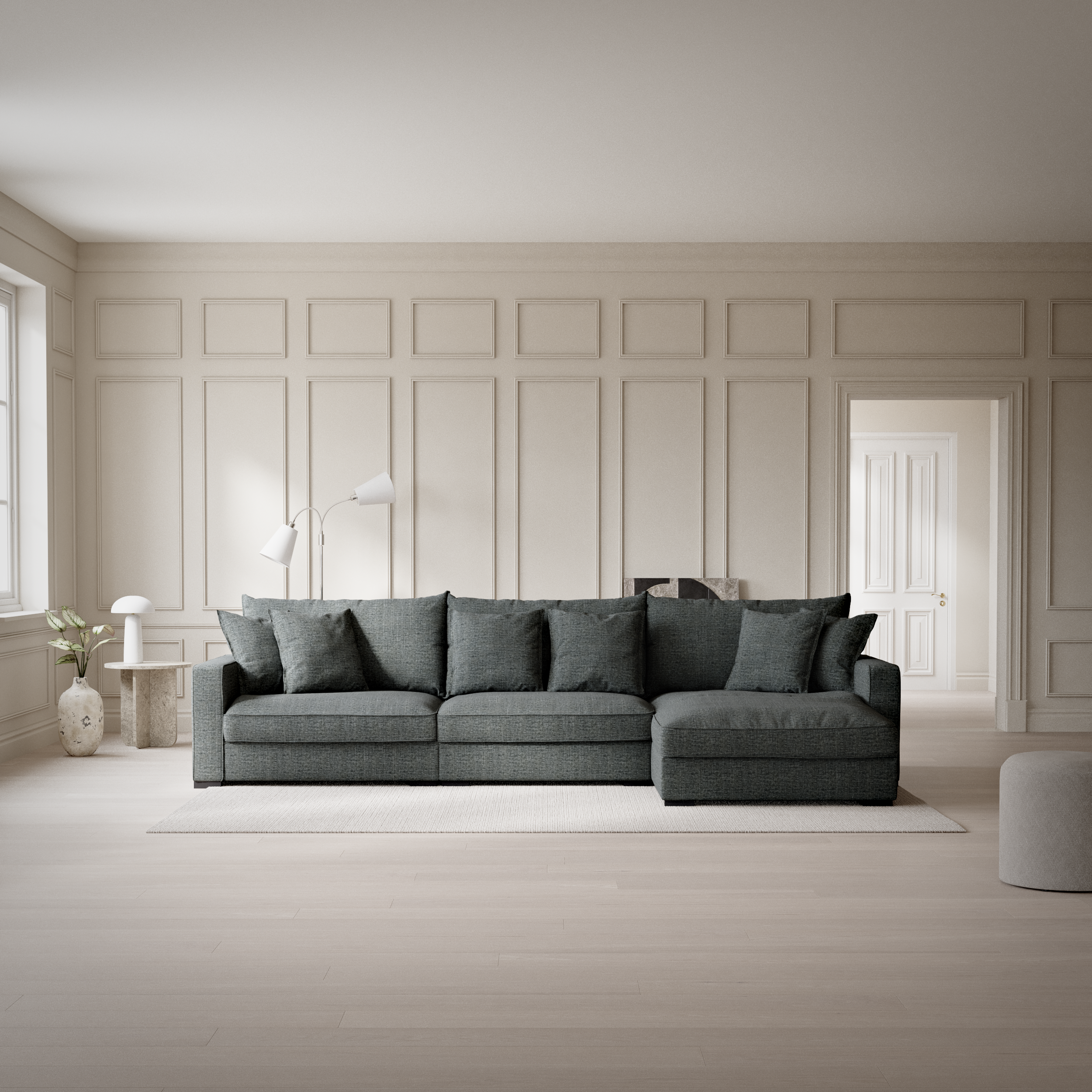 Rossi, 3-sits soffa med schäslong höger