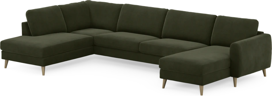 Bridge - 3-sits soffa med divan vänster och schäslong höger - Grön