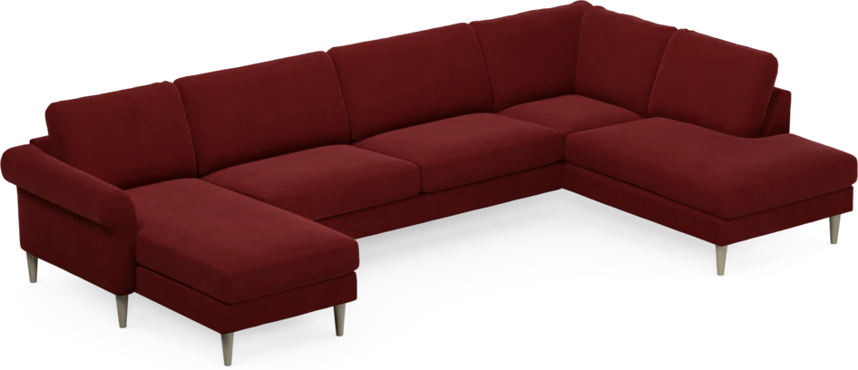 Bridge - 3-sits soffa med schäslong vänster och divan höger - Röd