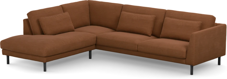Willow - 3-sits soffa med divan vänster, fast klädsel - Orange