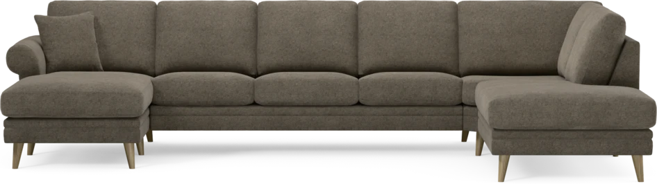 Eden - 3-sits soffa med schäslong vänster och divan höger - Brun