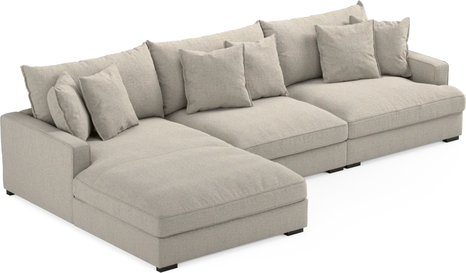 Rossi - 3-sits soffa med schäslong vänster - Beige