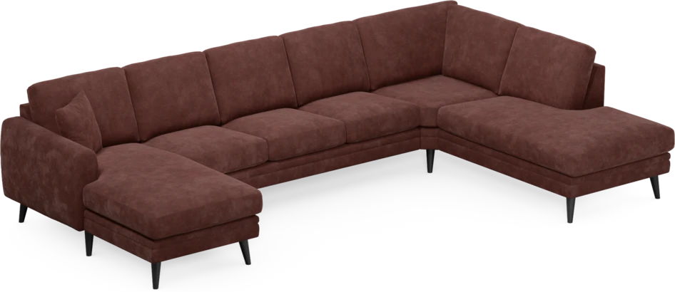 Eden - 3-sits soffa med schäslong vänster och divan höger - Röd