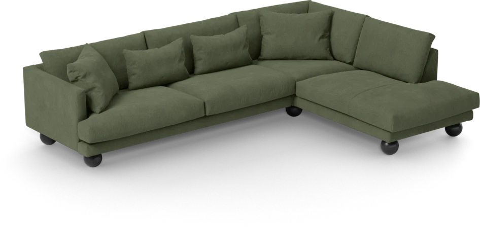 Harper - 3-sits soffa med divan höger - Grön