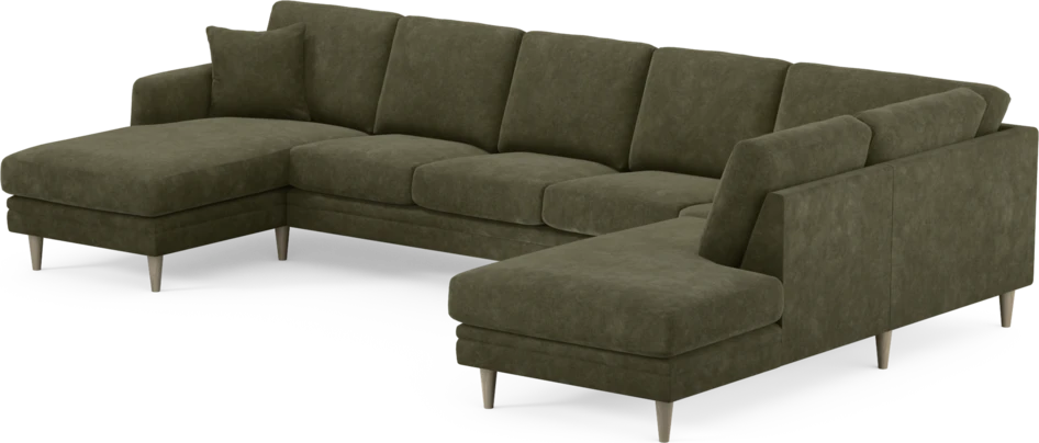 Eden - 3-sits soffa med schäslong vänster och divan höger - Grön