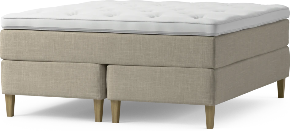 Delux Exclusive - Kontinentalsäng, dubbelsäng med bäddmadrass och sängben - Beige