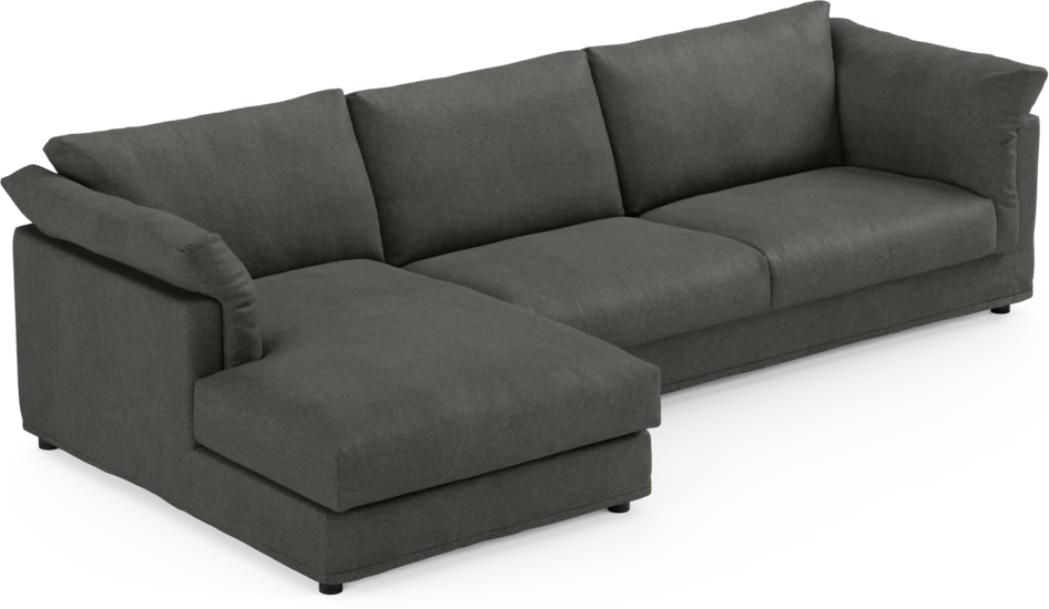 Cherrie - 3-sits soffa med schäslong vänster, med kappa - Grå