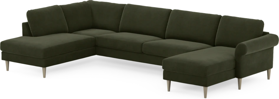 Bridge - 3-sits soffa med divan vänster och schäslong höger - Grön
