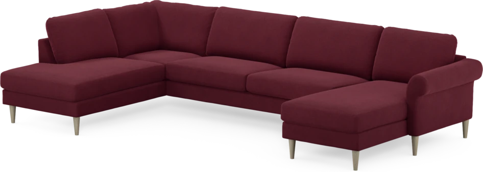 Bridge - 3-sits soffa med divan vänster och schäslong höger - Röd