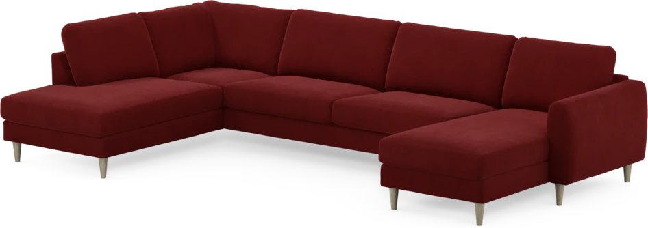 Bridge - 3-sits soffa med divan vänster och schäslong höger - Röd