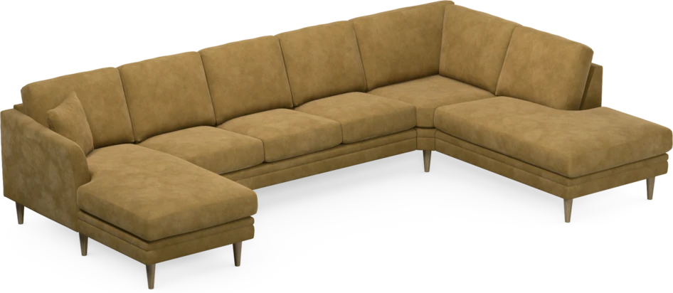 Eden - 3-sits soffa med schäslong vänster och divan höger - Gul