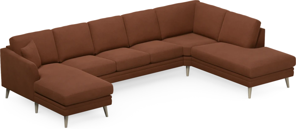 Eden - 3-sits soffa med schäslong vänster och divan höger - Orange