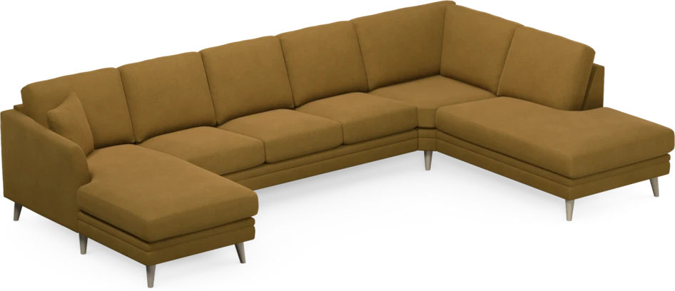 Eden - 3-sits soffa med schäslong vänster och divan höger - Gul