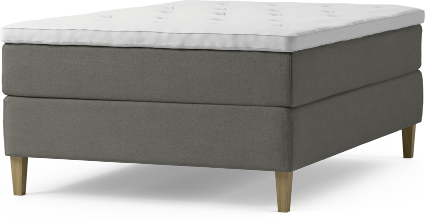 Delux Exclusive - Kontinentalsäng, enkelsäng 140 cm med bäddmadrass och sängben - Grå