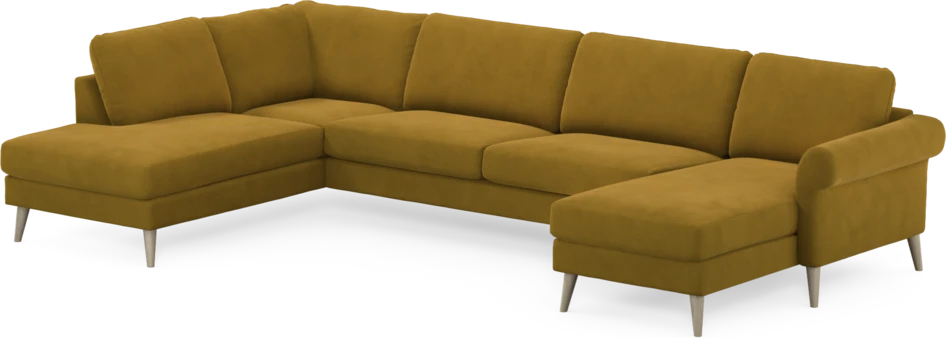 Bridge - 3-sits soffa med divan vänster och schäslong höger - Gul