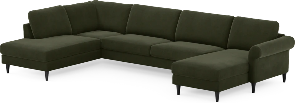 Bridge - 3-sits soffa med divan vänster och schäslong höger - Grön