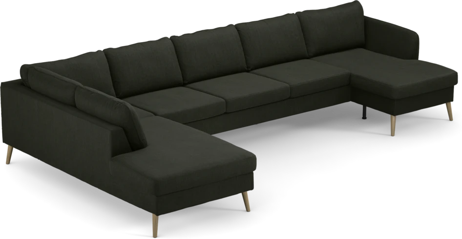 County - 4-sits soffa med divan vänster och schäslong höger - Grön