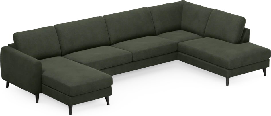 Bridge - 3-sits soffa med schäslong vänster och divan höger - Grön
