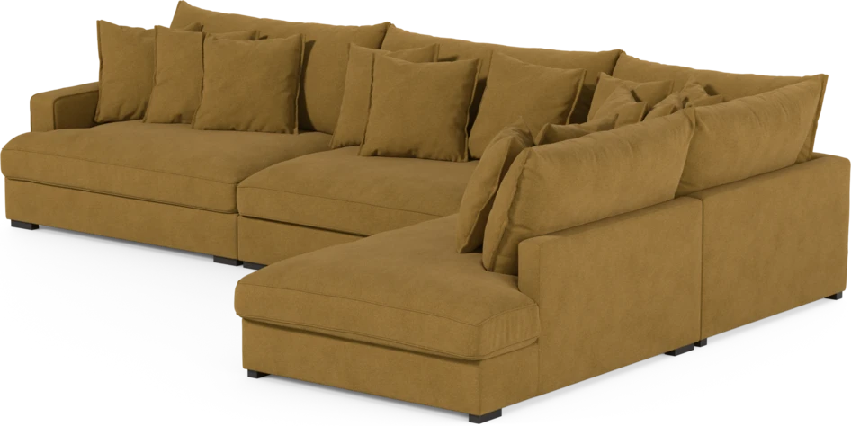 Rossi - 4-sits soffa med divan höger - Gul