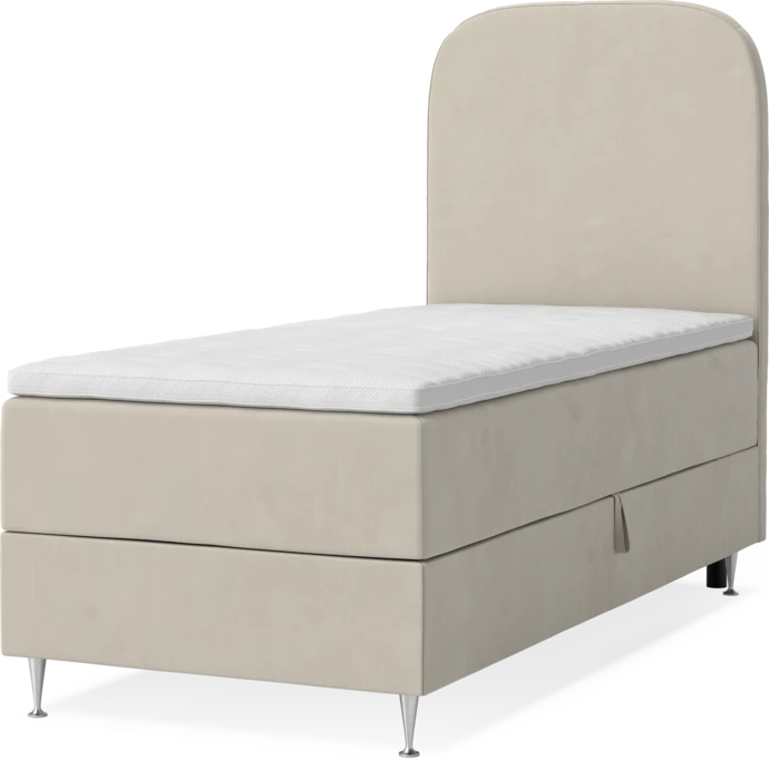 New York, Förvaringssäng, enkelsäng med bäddmadrass, sängben och sänggavel slät