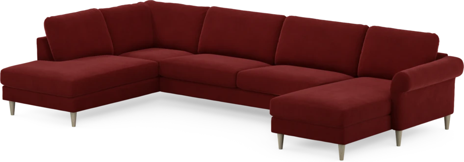 Bridge - 3-sits soffa med divan vänster och schäslong höger - Röd
