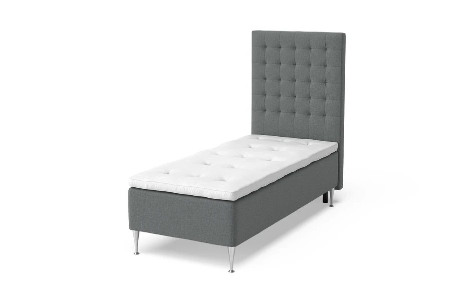 Dream Delux - Ramsäng, enkelsäng med bäddmadrass Sleep Delux vit - Grå