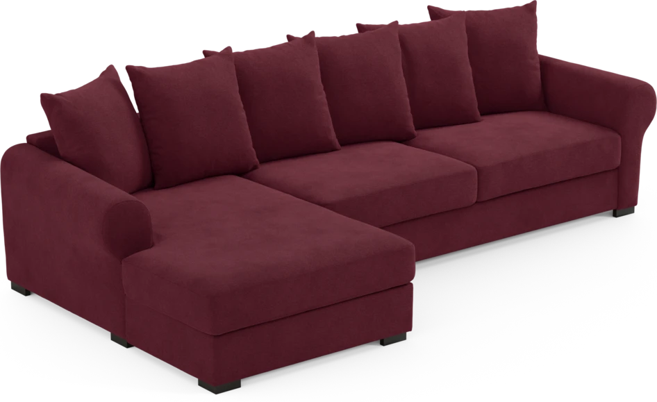 Town - 3-sits soffa med schäslong vänster - Röd