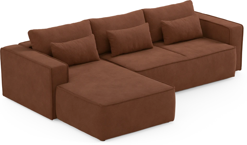Ide - Bäddsoffa 3-sits med schäslong vänster - Orange