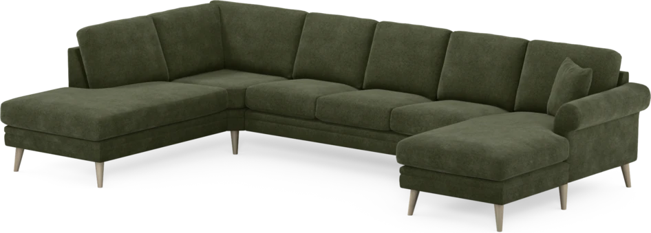 Eden - 3-sits soffa med divan vänster och schäslong höger - Grön