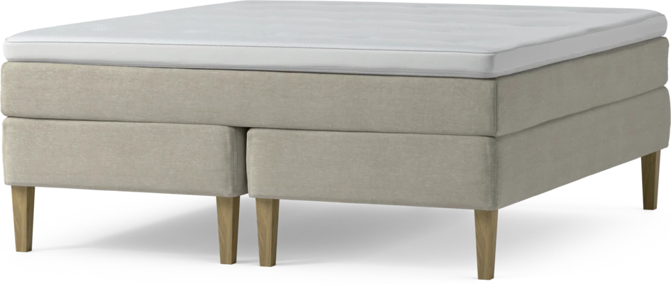 Delux Sense - Kontinentalsäng, dubbelsäng med bäddmadrass och sängben - Beige