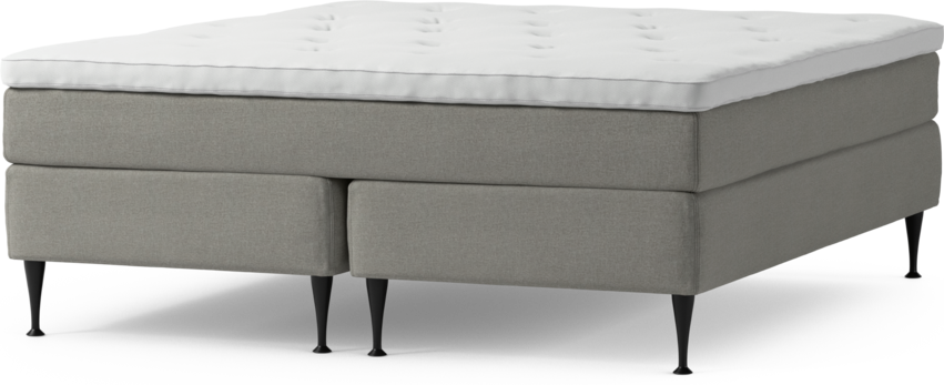 Delux Sense - Kontinentalsäng, dubbelsäng med bäddmadrass och sängben - Grå